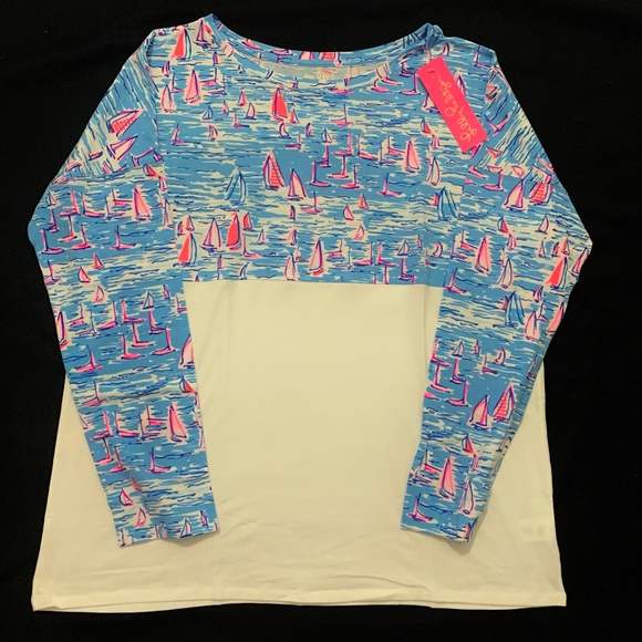 LILLY PULITZER XLARGE BOATYLICIOUS FINN TOP NWT - Picture 2 of 12